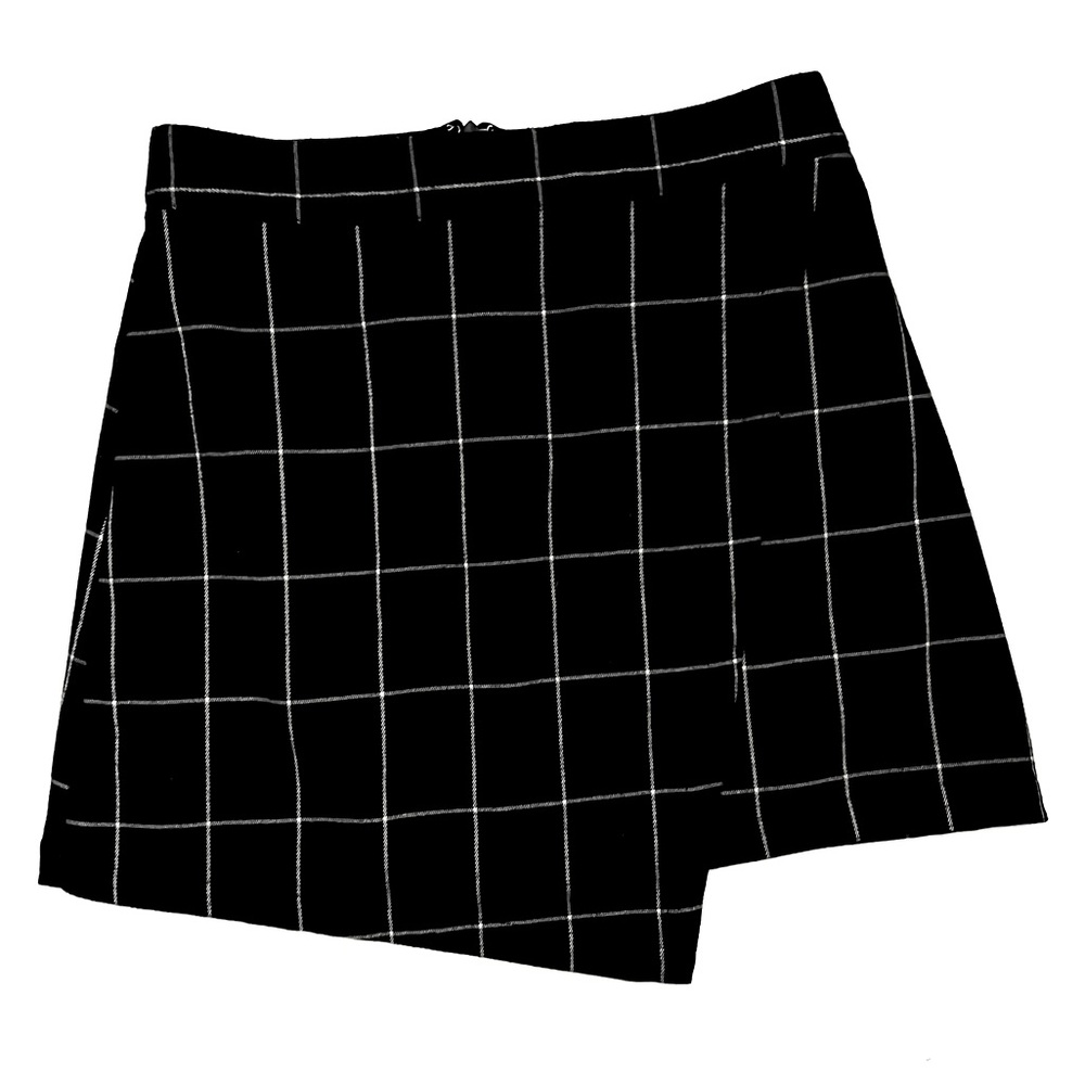 Plaid Asymmetrical Double Lined Mini Skirt Size Small